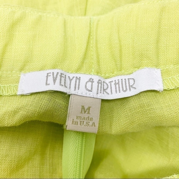 EVELYN & ARTHUR Green Wide Leg Cropped Linen Pants - Picture 5 of 5
